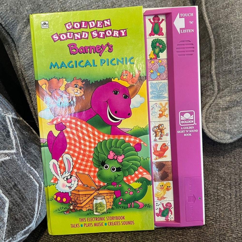 Golden Sound Story Barney's Magical Picnic Electronic Talk Sound Book 64035